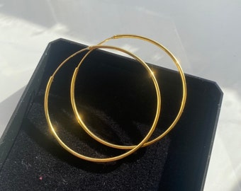 Créoles en or, créoles en or unis pour femme, créoles en plaqué or 18 carats, boucles d'oreilles délicates en argent et or - Cadeaux bijoux pour elle France