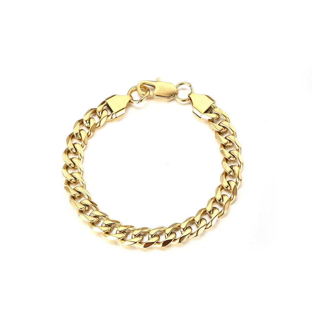 Thick Gold Chain Bracelet 8mm Cuban Bracelet 19cm 22cm Mens - Etsy ...