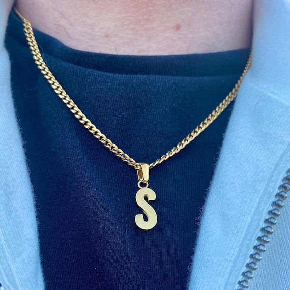 Letter S Pendant Necklace in Gold