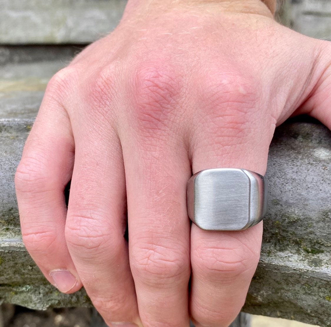 Mens Ring Silver Polished Signet Ring Mens Stainless Steel