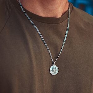 Silver St Christopher Necklace Pendant Mens Jewelry Stainless Steel Necklace Gift For Him, Mens Necklace Jewellery Gift - By Twistedpendant