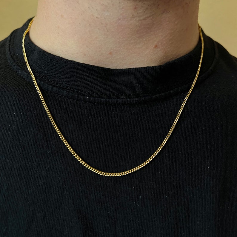 Gold Connell Chain - 2mm Thin Mens Gold Chain Necklace - 18K Gold ...
