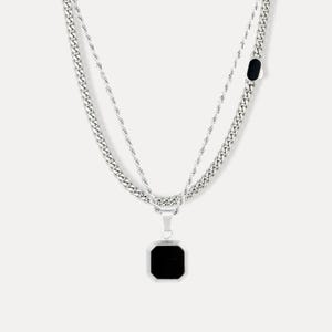Mens Necklace Set - 18K Gold Onyx Pendant Necklace For Men - By Twistedpendant