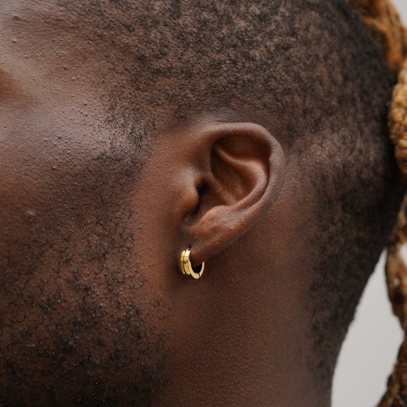 Gold Guys With Big Hoop Earrings Men's Hoop Earrings, Electric