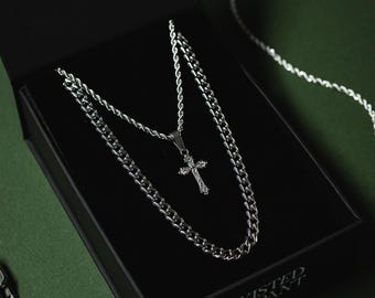 クロスネックレス - 925スターリングシルバークロスネックレス（メンズ