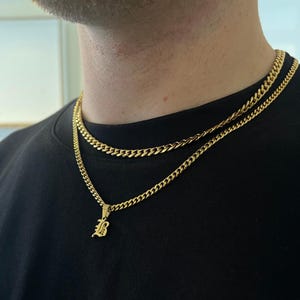 Mens Old English Initial Necklace - 18K Gold Chain With Initial Pendant - Initial Necklace For Men - Personalised Jewelry For Boyfriend