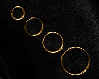 Mens Earrings, Mens 18K Gold Earrings - Hoop Earrings, Silver Hoop Earrings For Men, Mens Minimalist Hoop Earrings - Mens Jewellery Gifts