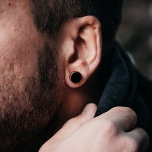 Mens Earrings, Mens Stud Earrings, Black Stud Earrings, 6mm Detailed Silver Stud Earrings Man Mens Jewelry Gifts Earrings Twistedpendant image 5