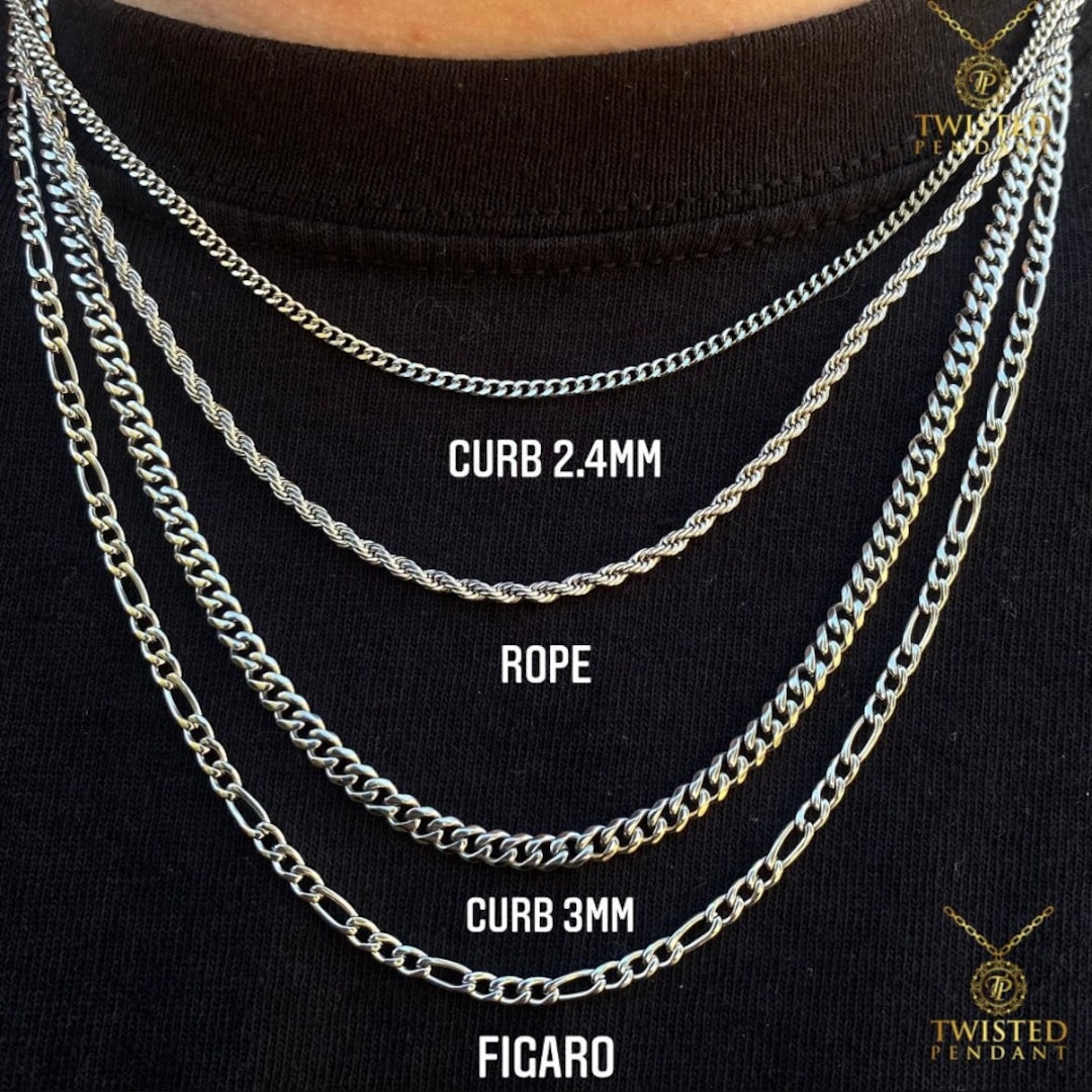 Mens Chain Necklace, Silver Curb Chain for Men, Rope Chain Mens Chain Necklace, Silver Curb Chain for Men, Rope Chain