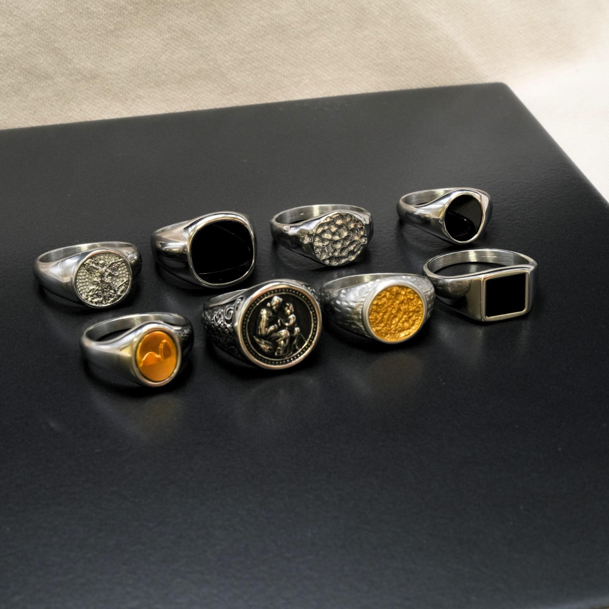 Mens Rings - Silver Signet Rings for Men - Minimalist Mens Signet