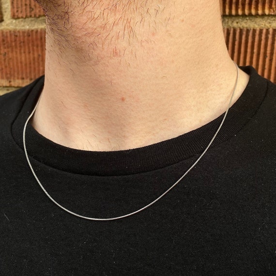 Thin Silver Snake Chain Necklace Mens Silver Necklace Chain Round