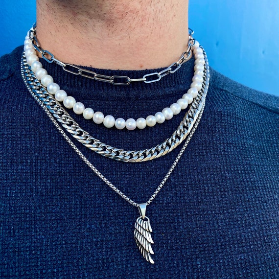 Mens Necklace Silver Chain Necklace 