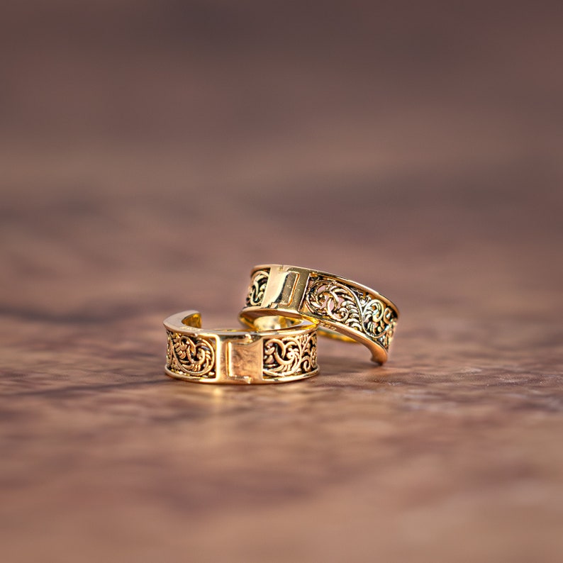 Mens Earrings - 18K Gold Chunky Hoop Earrings For Men - Mens Jewelry - By twistedpendant
