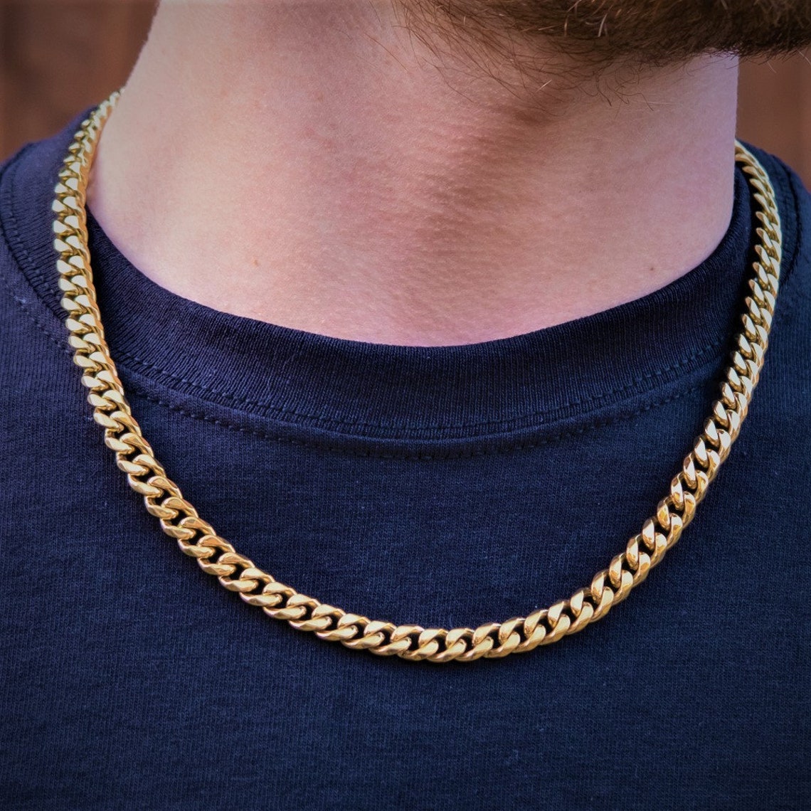 U7 Kubanische Goldkette 23mm - 14K Vergoldet 45/50/55cm Damen Choker