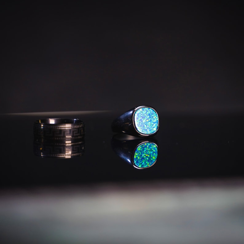 Mens Ring Opal Ring Men Large Rings for Men Etsy
