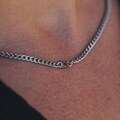 Silver Mens Necklace - Red Ruby Vintage Style Chain Necklace - Mens Jewelry - Mens Silver Chain With Red Gemstone Pendant Chain - Mens Chain