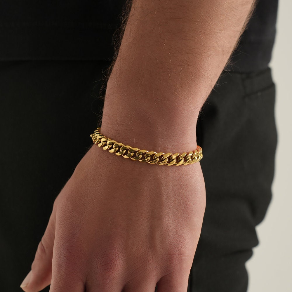 Silver Mens Bracelet Chain 8mm Cuban Link Chain Bracelet Mens