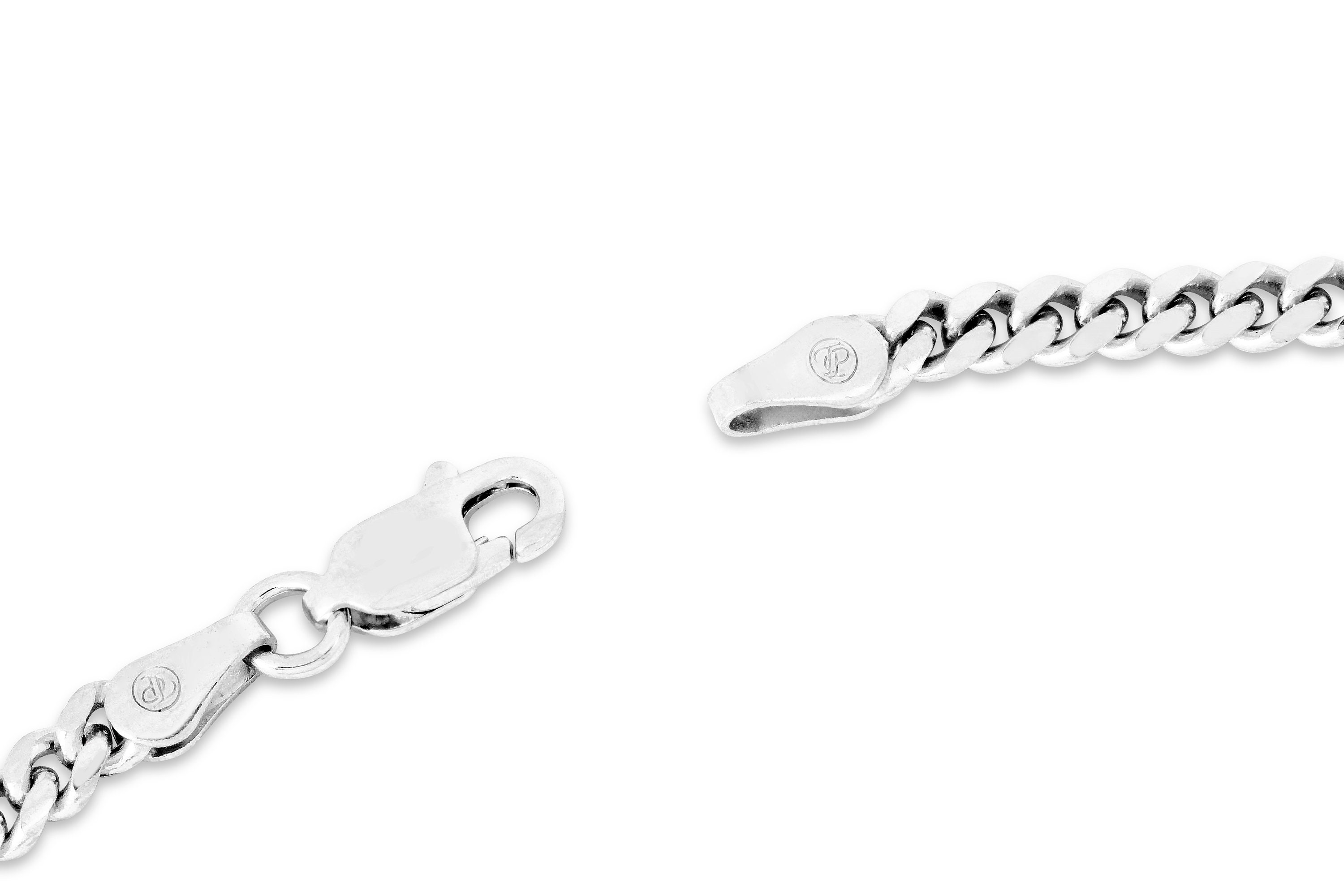 3.5mm シルバー キューバンチェーンネックレス - メンズ用マイアミ