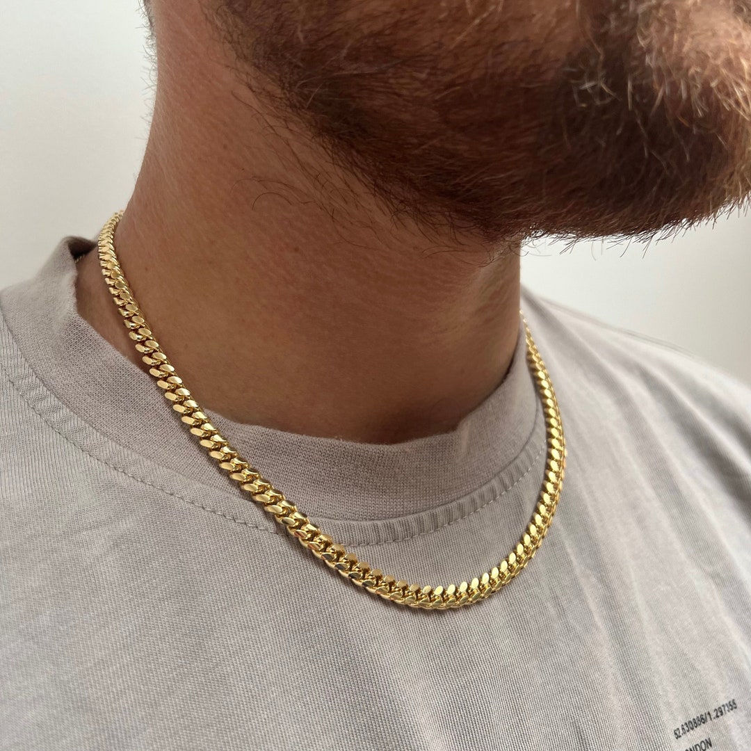 Thick 23K Gold Chain Gold Miami Cuban Link Chain Mens Gold Chains Box