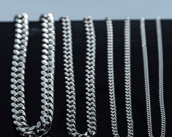 5mm Sterling Silver Curb Chain, Cuban Silver, Mens Necklace