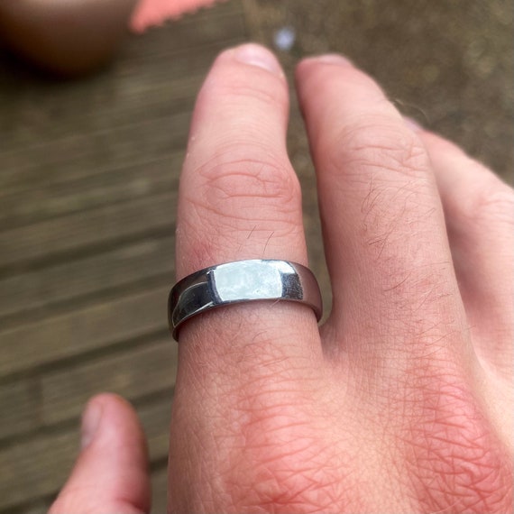 Bedreven Heb geleerd gerucht Heren Ring Zilveren Band Ring Mannen Dunne Roestvrij - Etsy België