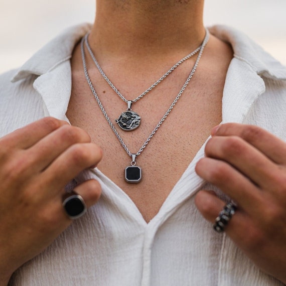 Collana Uomo Purelei Nomad Coin In Acciaio Inox Con Ciondolo Moneta, Placcato Oro 18k O Argento, Regolabile 50/55 Cm