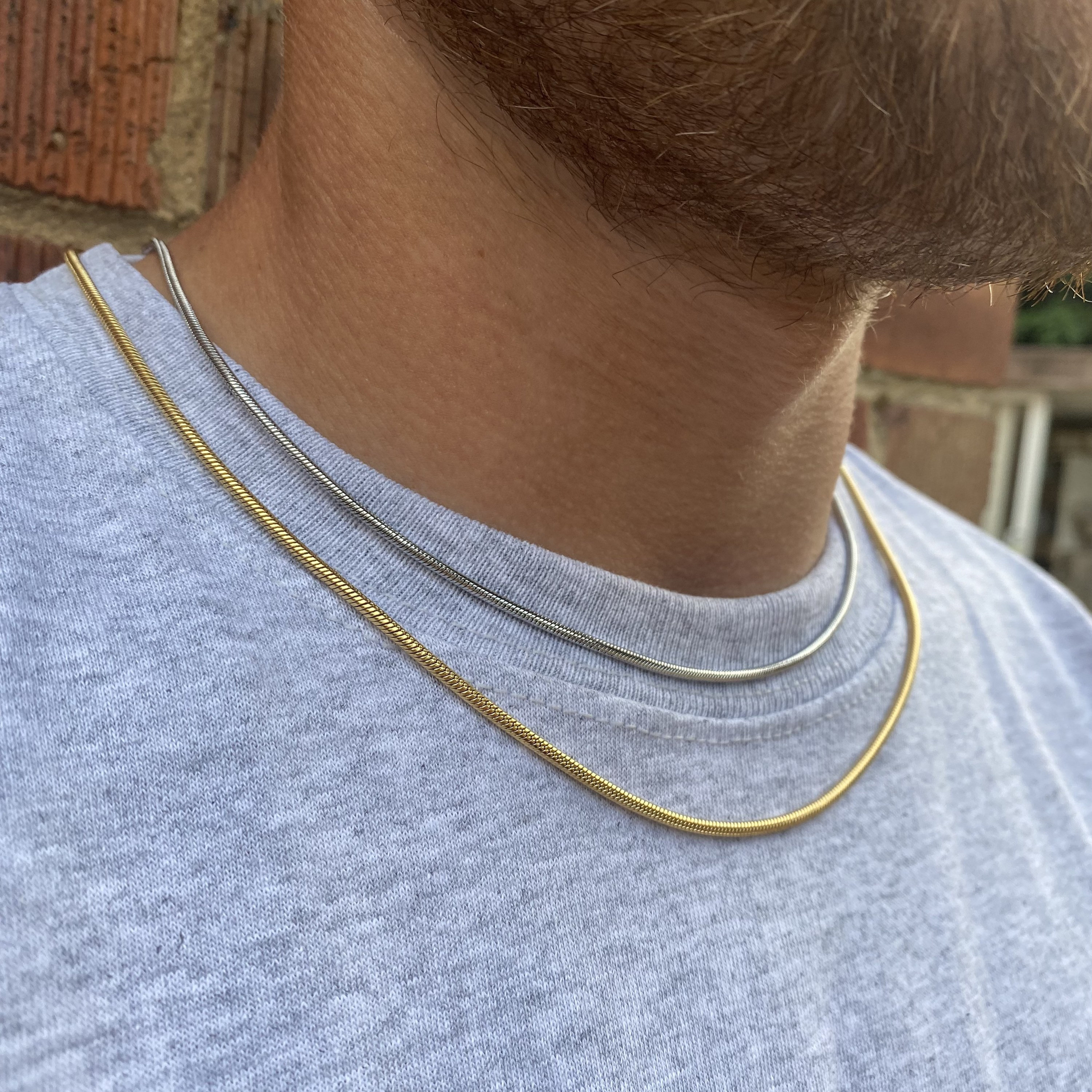 3mm Round Snake Chain Necklace 14K Solid Yellow Gold Round Snake Chain Fine Jewelry Unisex Necklace, Mens Gold Chain