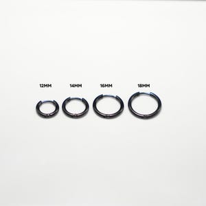 Black Hoop Earring - Mens Earring - 12mm / 14mm / 16mm / 18mm Black Earrings For Men - Small - Large Hoops in Black By Twistedpendant