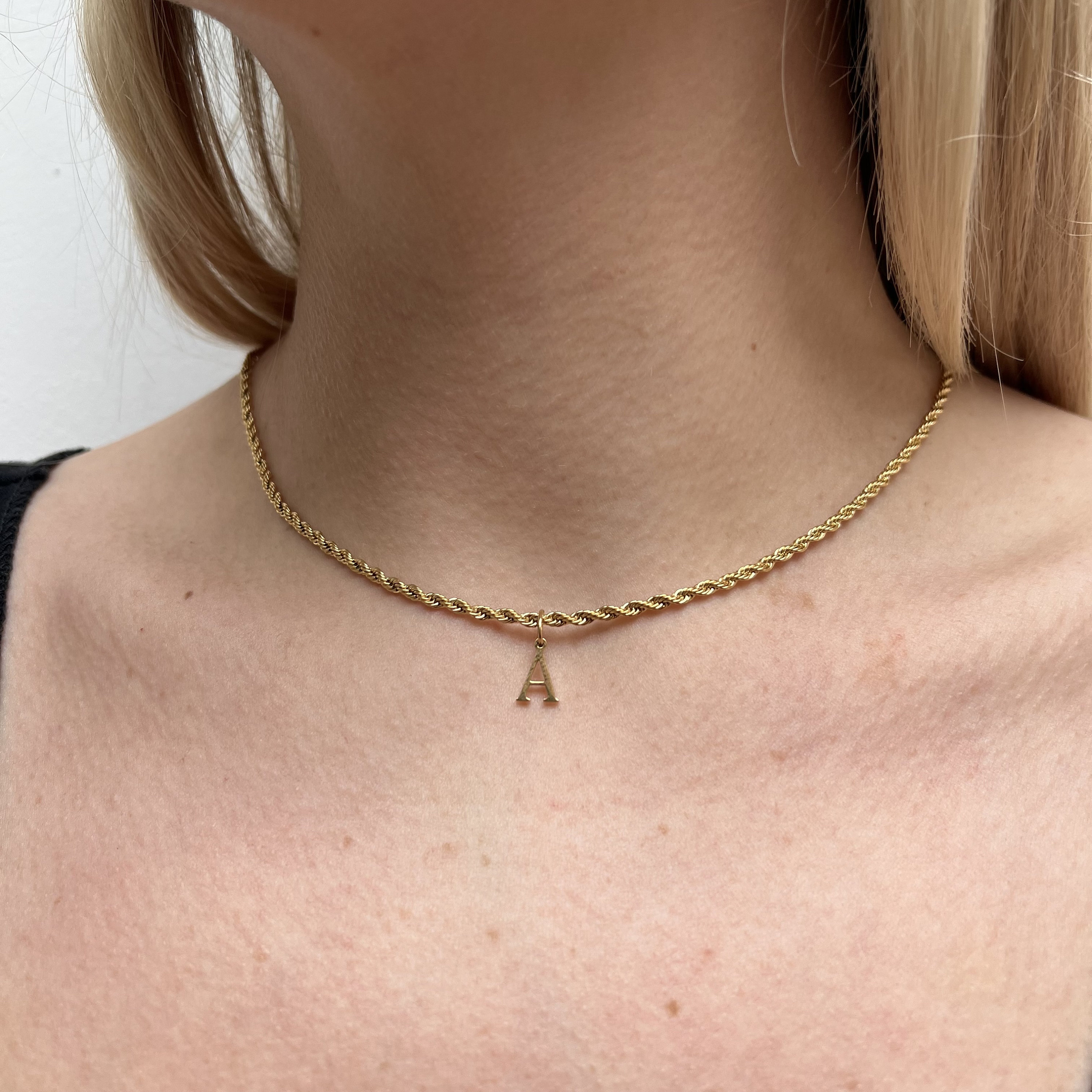 Collana Con Iniziale In Oro 14K Donna, Placcato Oro, Catena Regolabile, Lettera A-Z