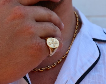 18K Gold Cross Ring - Mens Ring - Chunky Gold Signet Ring For Men - Gold Cross Pinky Ring - Gold Ring Men - Mens Silver Ring Mens Jewellery