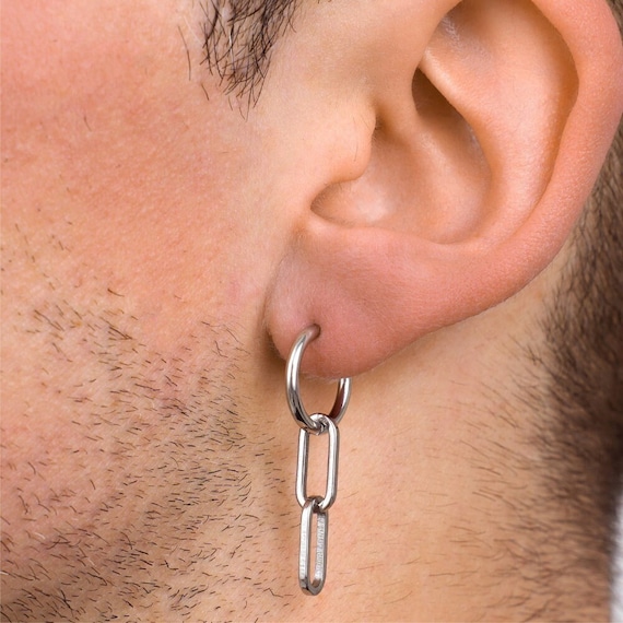 Stainless Steel Huggie Earrings | Stainless Steel Link Chain | Piercing Men  Earring - Hoop Earrings - Aliexpress