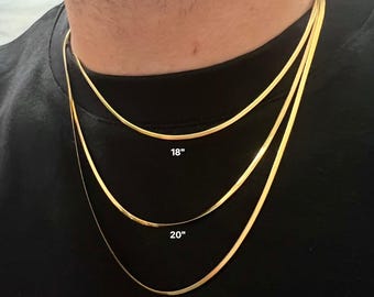 ゴールドフラットスネークチェーン - 3mm細身ゴールドチェーン - 18K