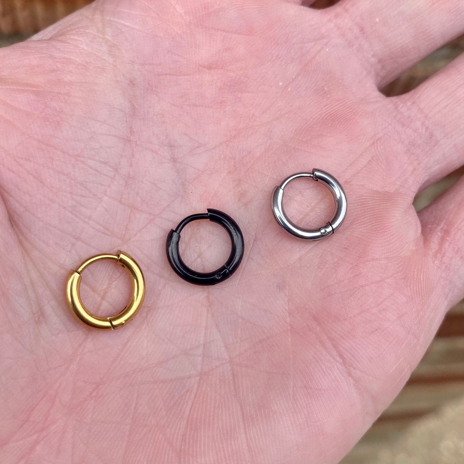 Mens Gold Hoop Earrings 18k Gold 12mm Mens Mini Huggie Hoop Etsy