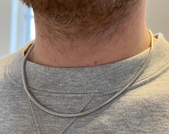 Mens Necklace - 3mm Silver Snake Chain For Men - Thick Silver Snake Necklace Stainless Steel Chain - Mens Jewelry Chain By Twistedpendant