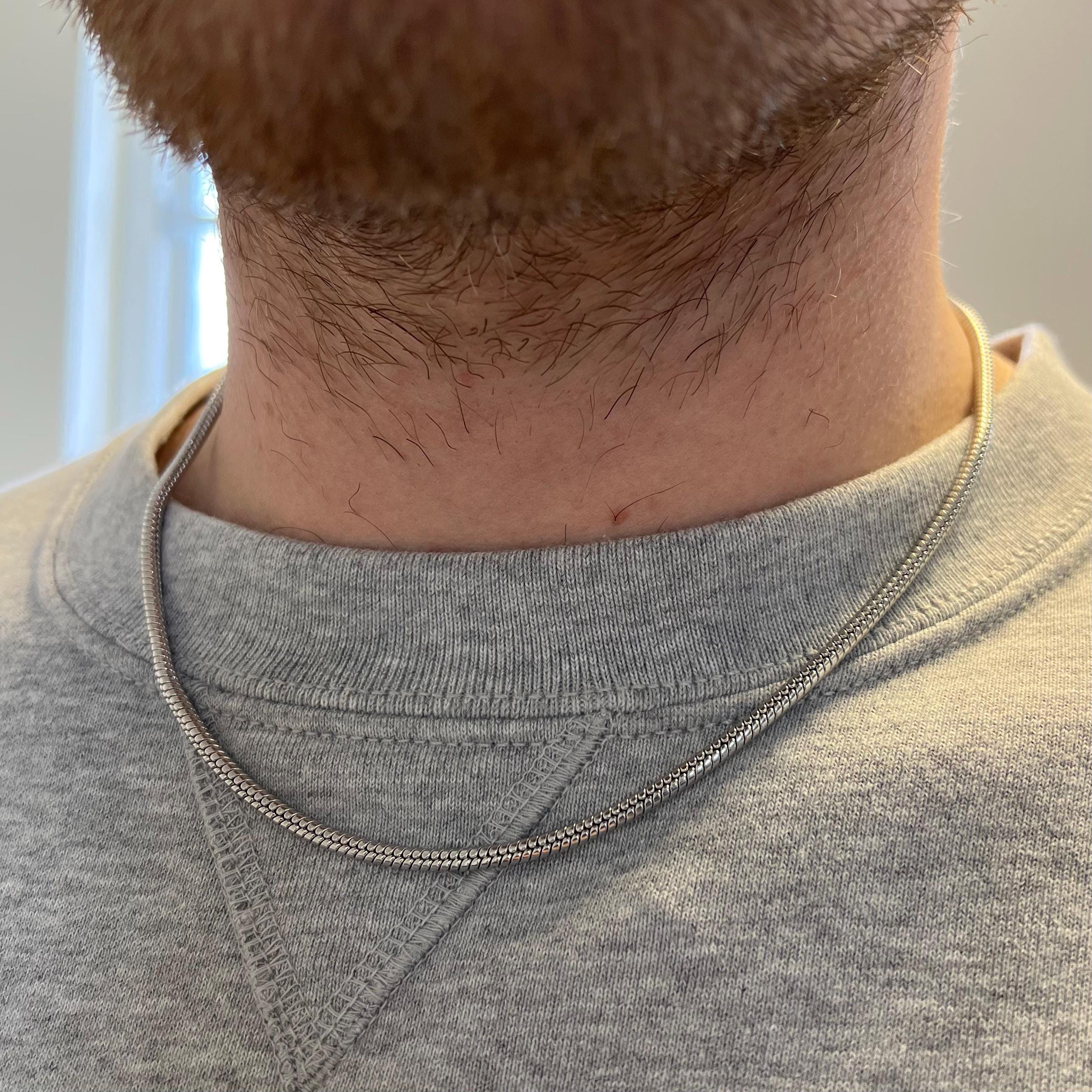 Collana Uomo Catena Serpente In Acciaio Inossidabile – Colore Nero – Lucida E Ipoallergenica – Confezione Regalo