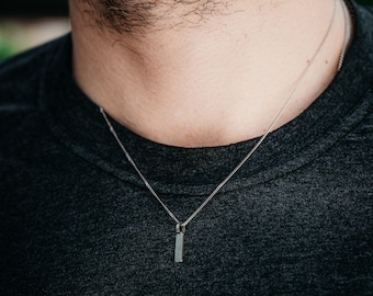 Collar para hombre - Colgante de barra de plata pequeña - Mini colgante de plata - Joyería para hombre - Colgante de cadena de plata de Twistedpendant