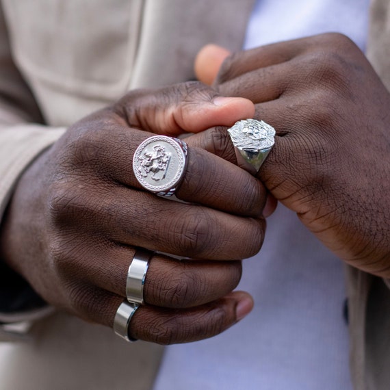 Mens Signet Ring - St George Sovereign Ring - Silver Signet Mens Signet Ring - St George Sovereign Ring - Silver Signet
