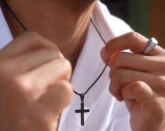 Collana Uomo Donna In Acciaio Inox - Pendente Striscia Semplice, Regalo Compleanno, Oro Rosa E Nero