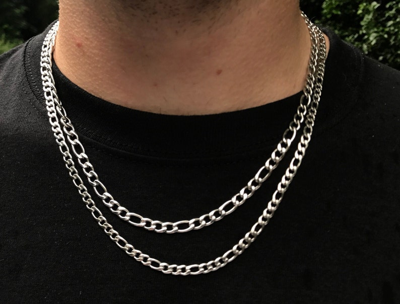 5mm Silver Figaro Chain Necklace Mens Chains Silver 18 | Etsy