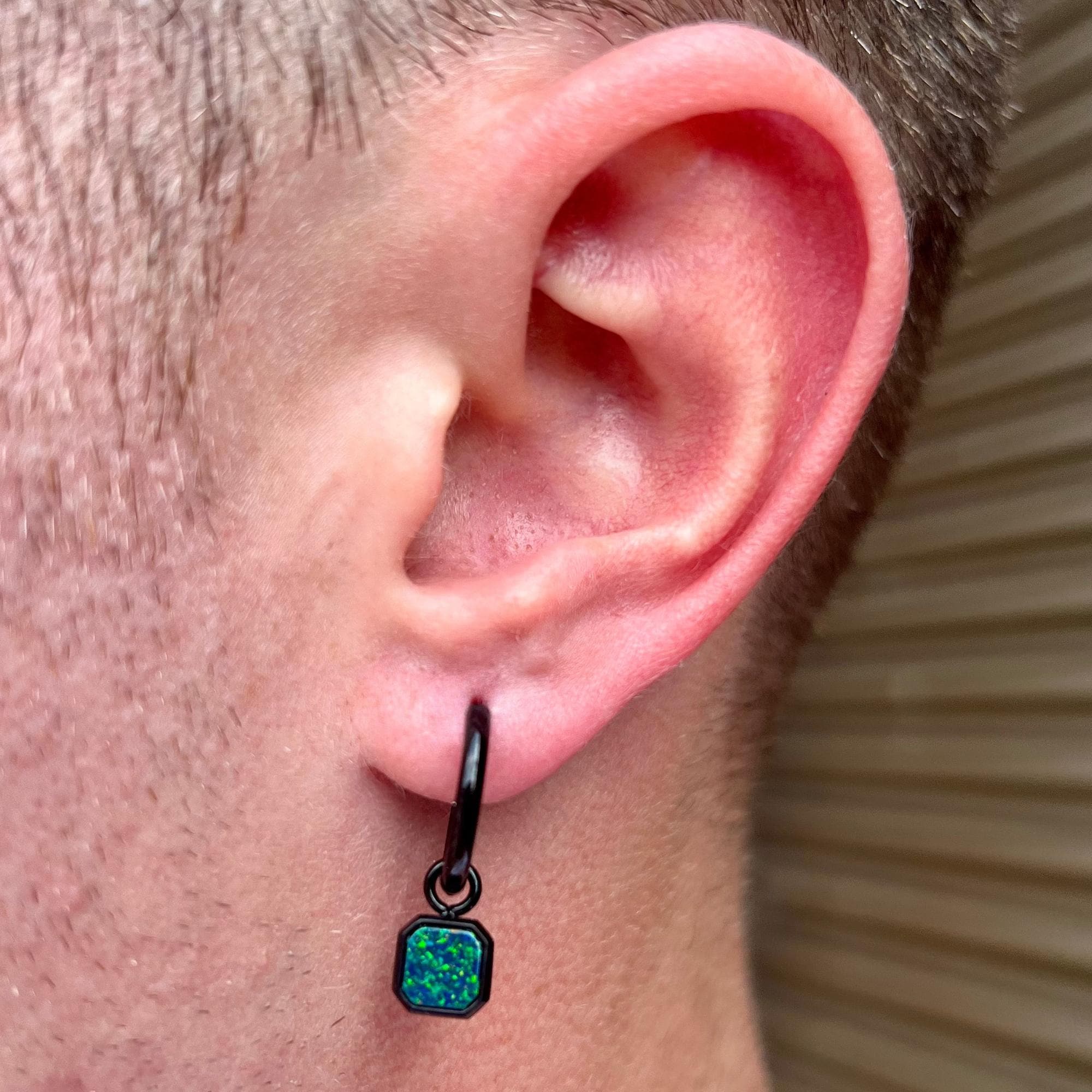 メンズダングルピアス - メンズピアス - ブラックフープピアス