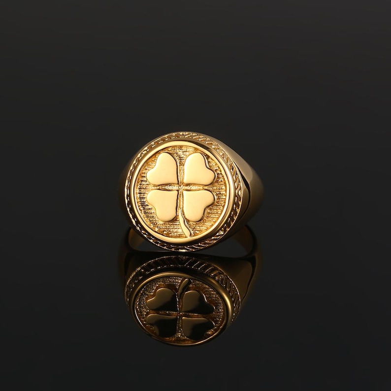 Mens 18K Gold Rings, Gold Plated Signet / Band Rings For Men