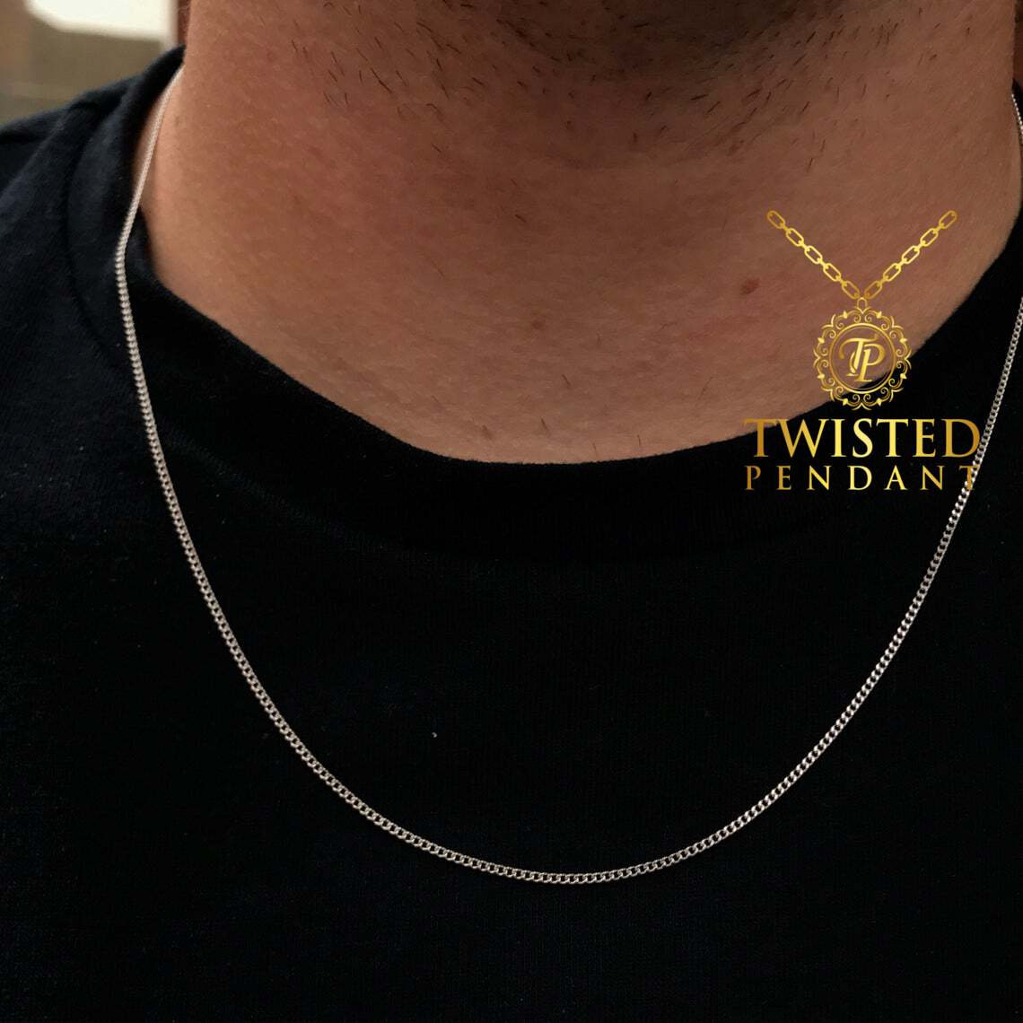 Thin Silver Chain Necklace Mens Silver 