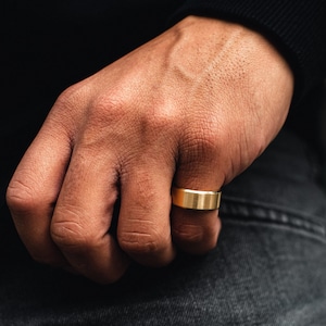 Mens Ring Gold Steel Band Ring Pinky Rings for Mens, Mens Ring Gold, Mens Jewelry Gift for Him, Gold Promise Rings - By Twistedpendant
