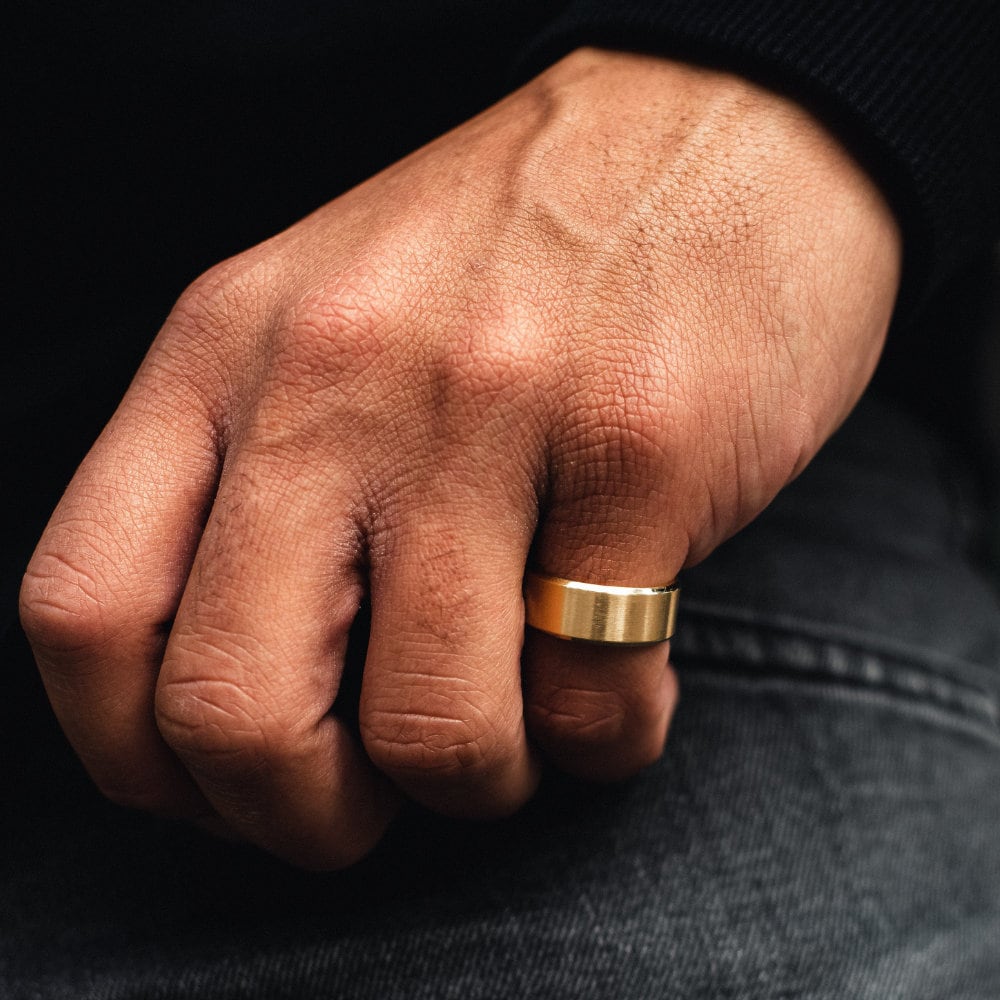 Mens Ring Gold Steel Band Ring Pinky Rings for Mens, Mens Ring Gold, Mens Jewelry Gift for Him, Gold Promise Rings - By Twistedpendant