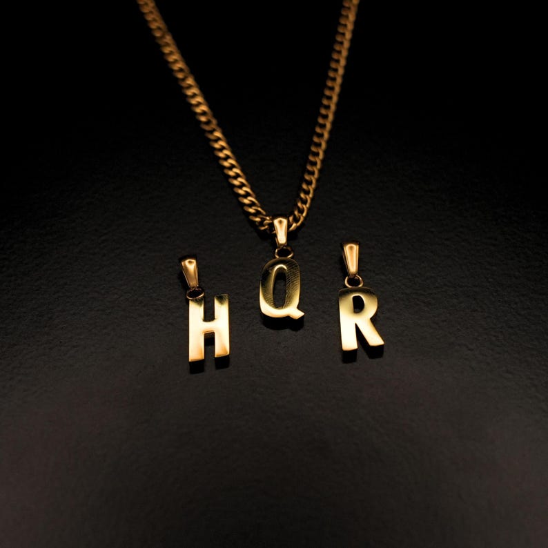 Mens Necklace, Mens Initial Necklace 18K Gold Initial Pendant Men, Silver Small Letter Necklace for Men UK, Mens Jewelry Gifts Him Jewellery image 10