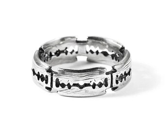 Mens Ring Silver Razor Band Silver Stainless Steel Ring Mens 6mm Jewellery Ring