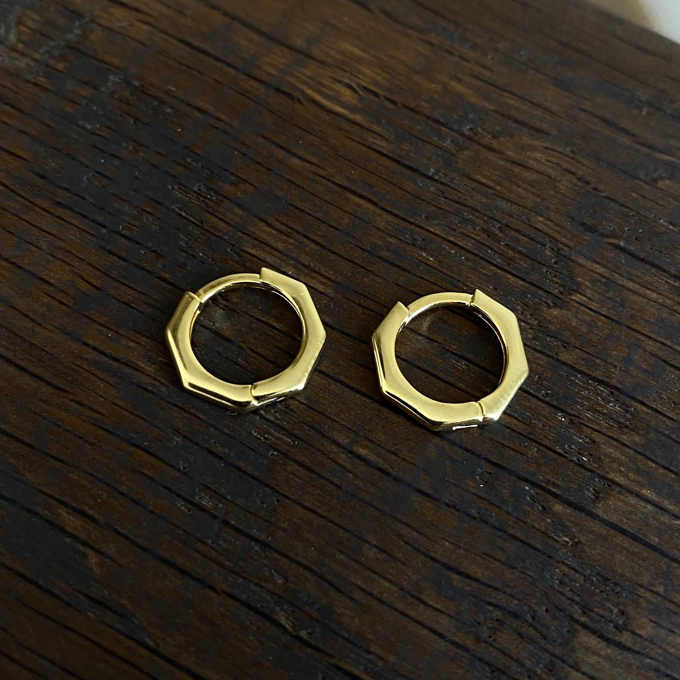 Mens Gold Hoop Earrings 18k Gold 12mm Mens Mini Huggie Hoop Earrings Small  Hoops Man Gold Huggie Stainless Steel by Twistedpendant 