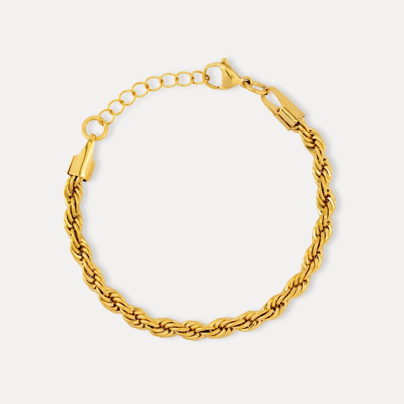 18K Gold Bracelet Men, Mens Bracelet 5mm Rope Chain, Mens Jewelry, Thick Gold Bracelet Link, Gold Bracelet Chains for Men- By Twistedpendant image 18