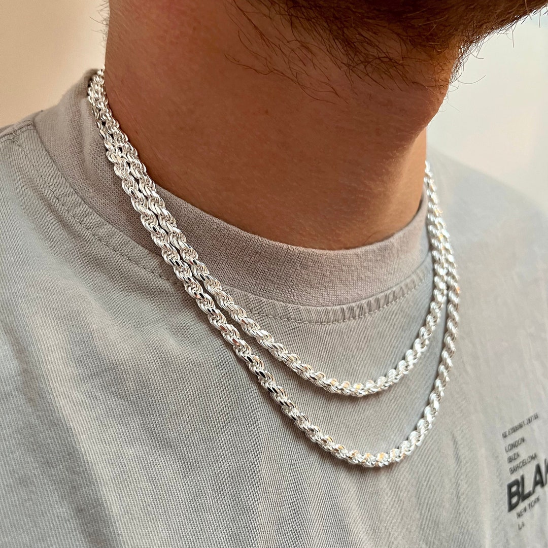 Thick Silver Rope Chain 925 Sterling Silver Rope Chain Mens Silver 