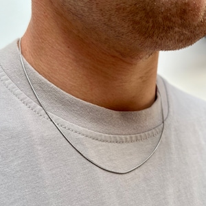 Mens Silver 1mm Snake Chain - Mens Snake Necklace - Minimalist Chain For Men - Thin Silver Chain Necklace - Mens Jewelry By Twistedpendant